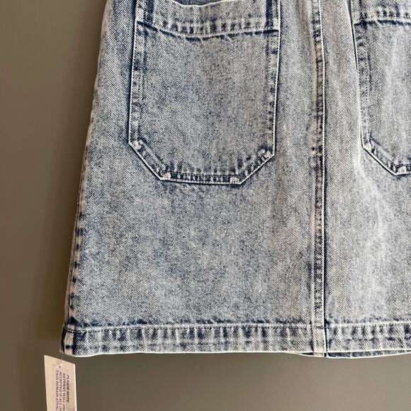 NWT SEA Betty Acid Wash Mini Skirt Size 2 Blue Denim High Waist Paperbag Chic - Picture 12 of 16